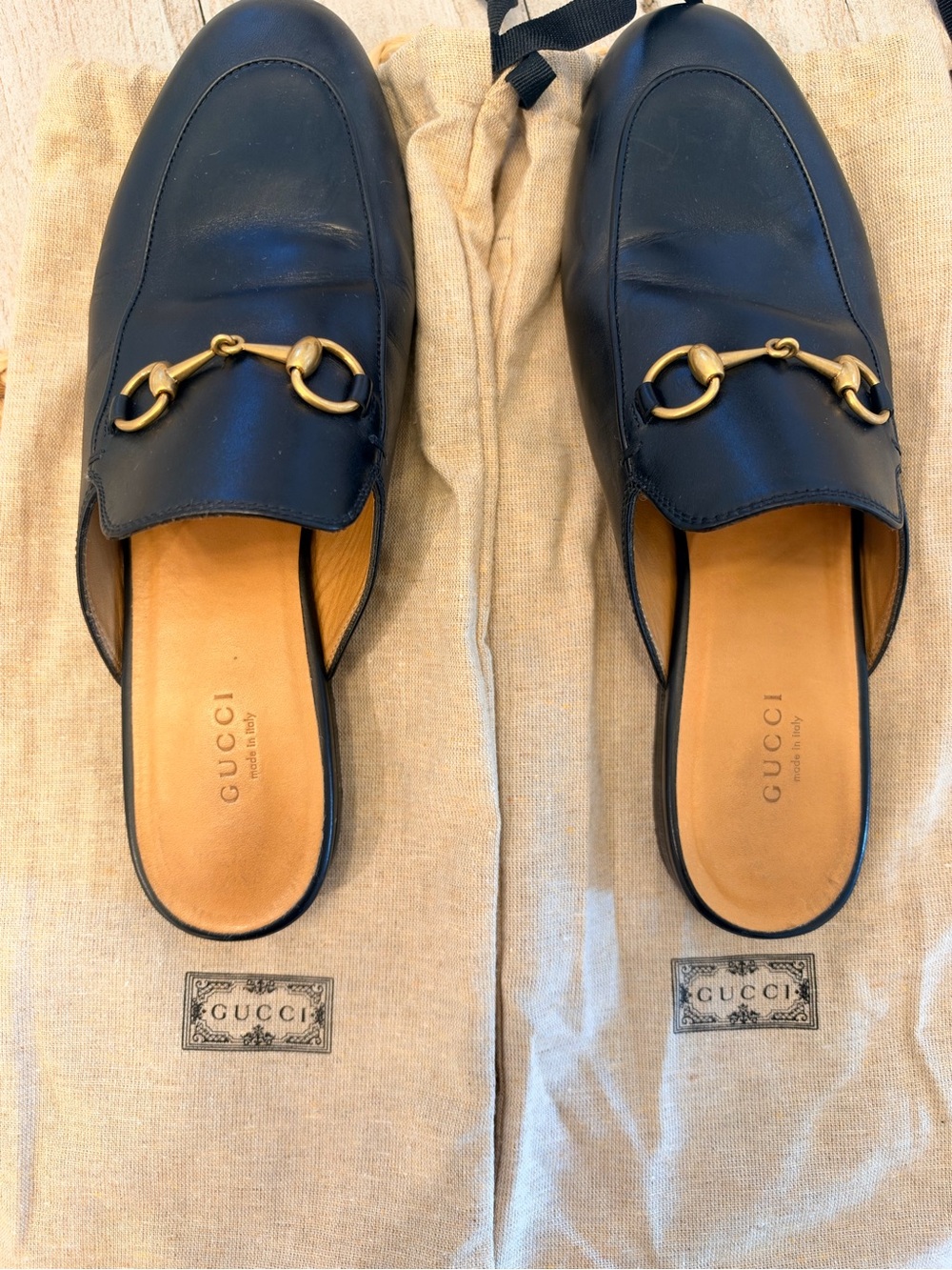 Authentic Gucci Princetown Leather Horsebit Mules